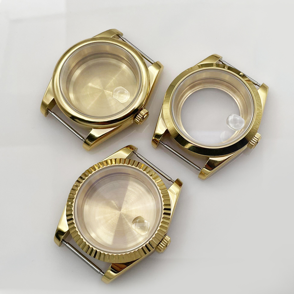 Bronze Case Watch - BOTIONI Men's Gold Sapphire Glass Watch