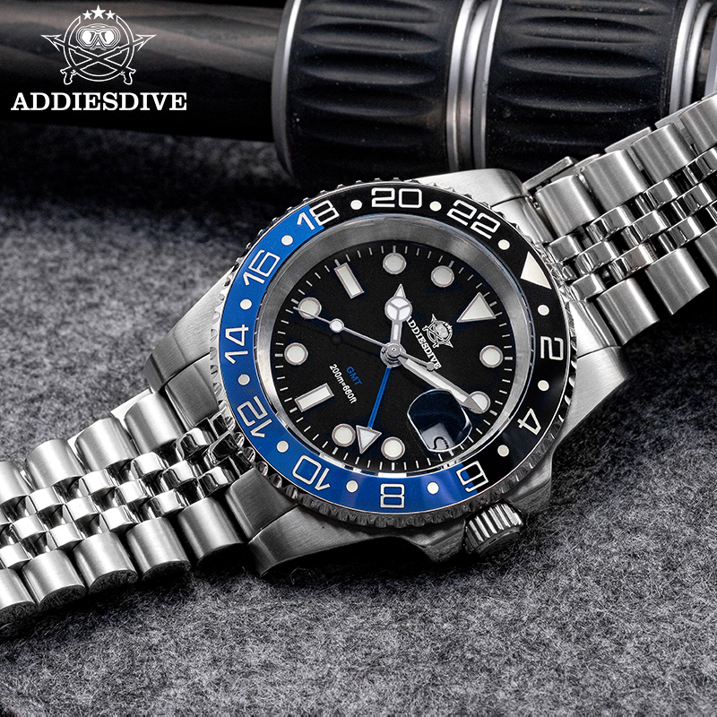 Luxury Watch Zone - ADDIESDIVE AD2050 Luxury GMT Watch Stainless
