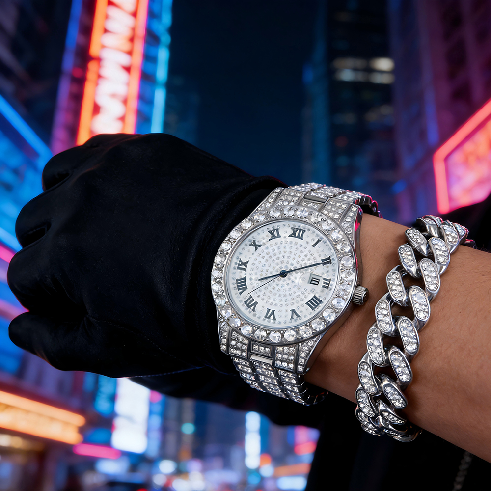 1 Hip-hop Full Diamond Silver  - огляд і ціна Luxury Watch Collection