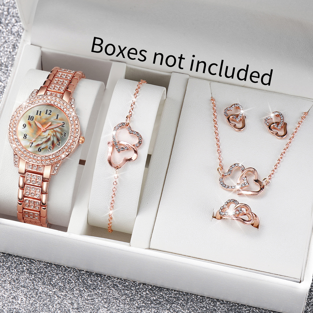 6PCS Luxury Rhinestone Women Q - огляд і ціна Luxury Watch Travel Case