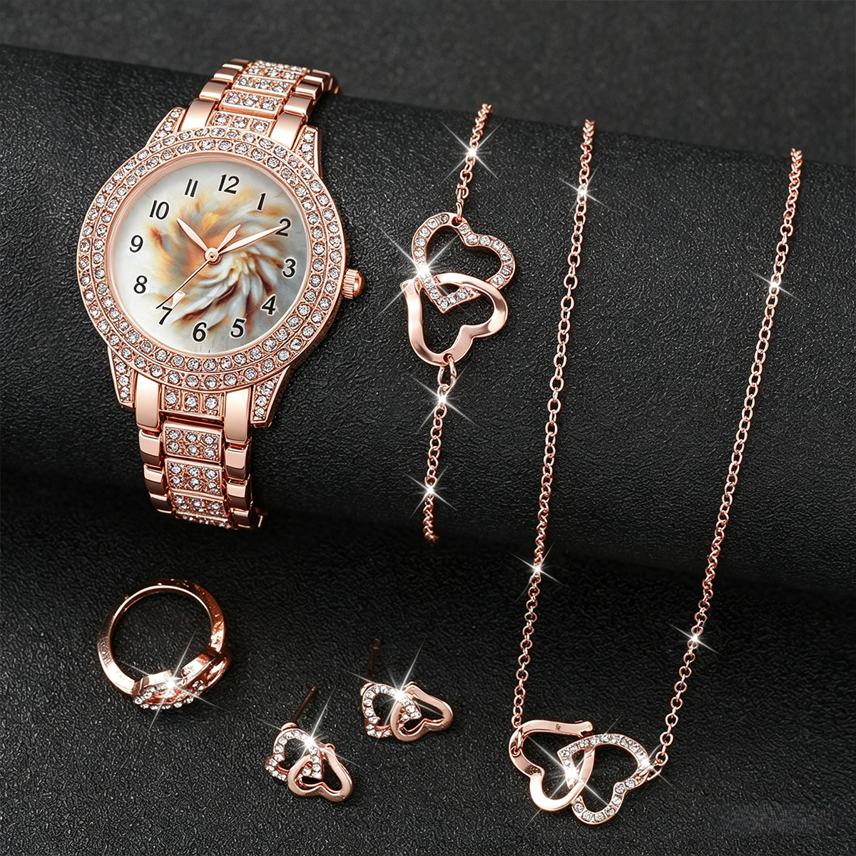 6PCS Luxury Rhinestone Women Q - огляд і ціна Luxury Watch Travel Case