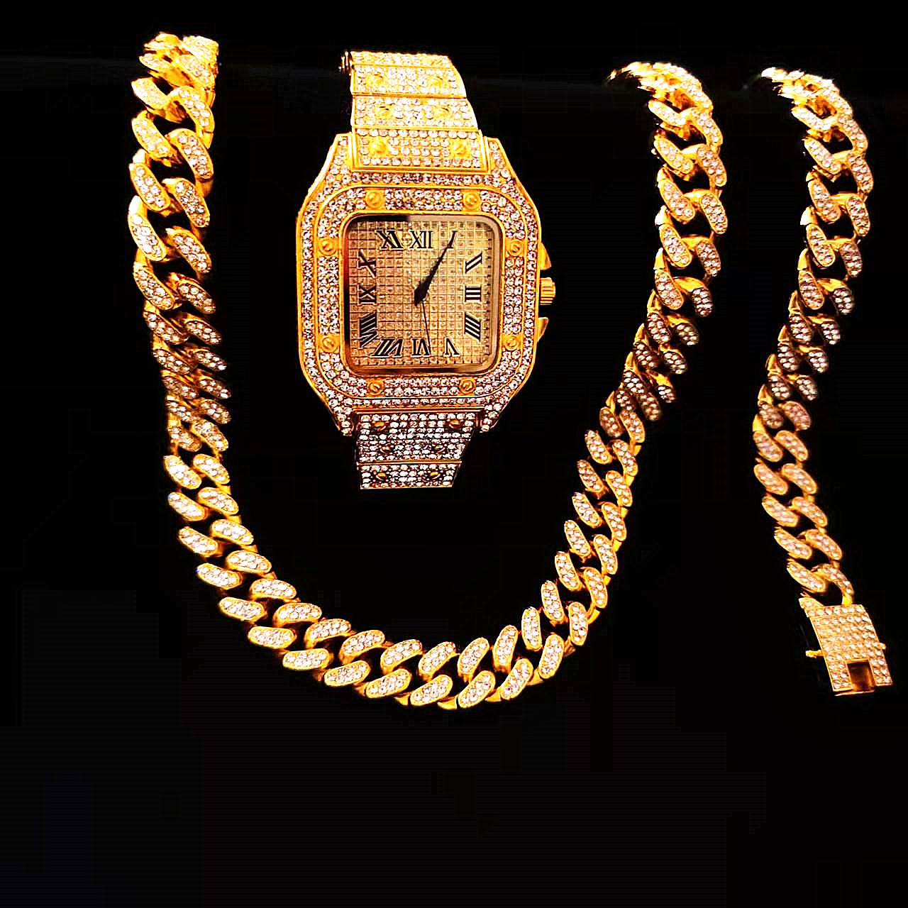 2pcs Iced Out Watch Necklace P - огляд і ціна Luxury Watch Miami
