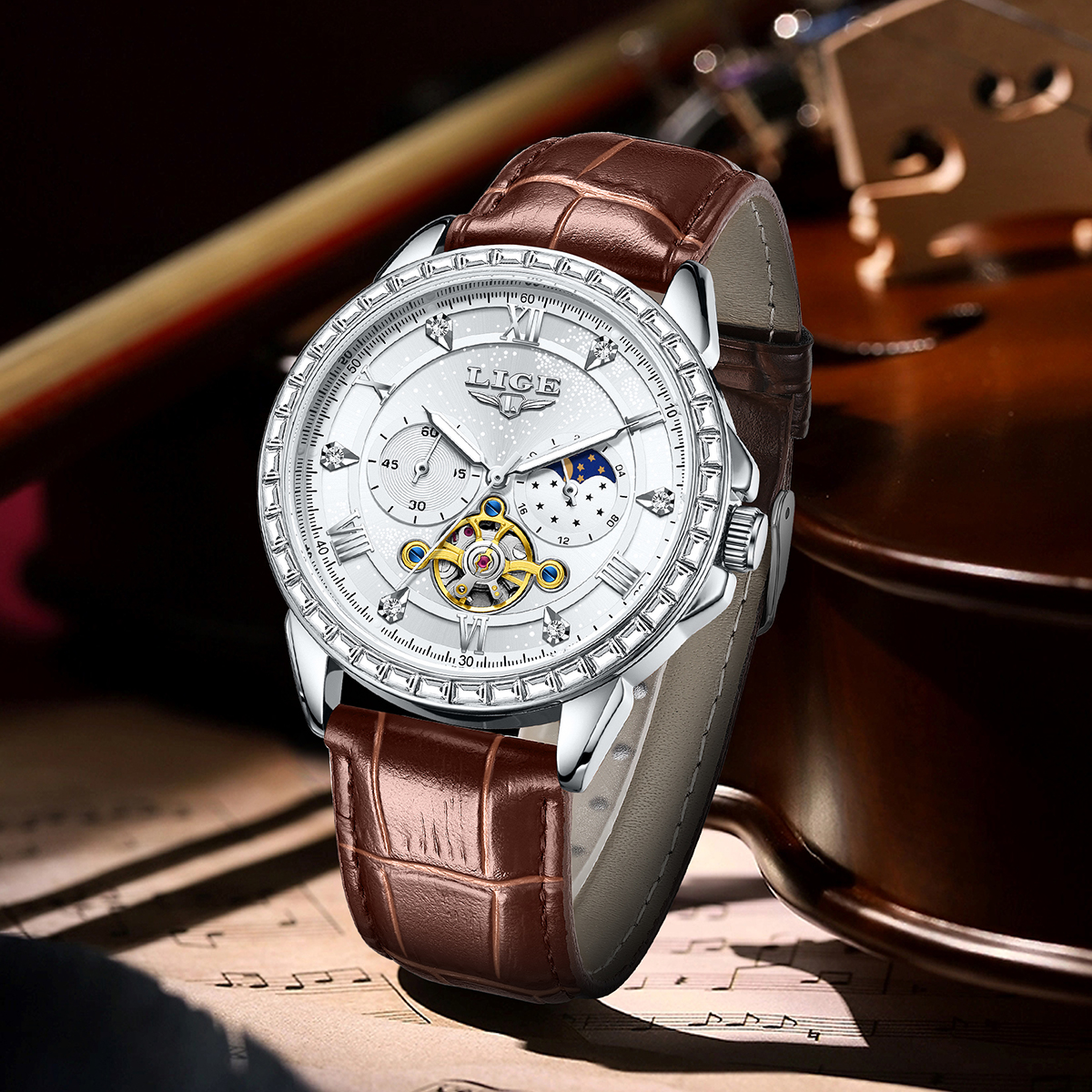 LIGE Big Diamond Dial Moon Pha - огляд і ціна Luxury Watch Zone