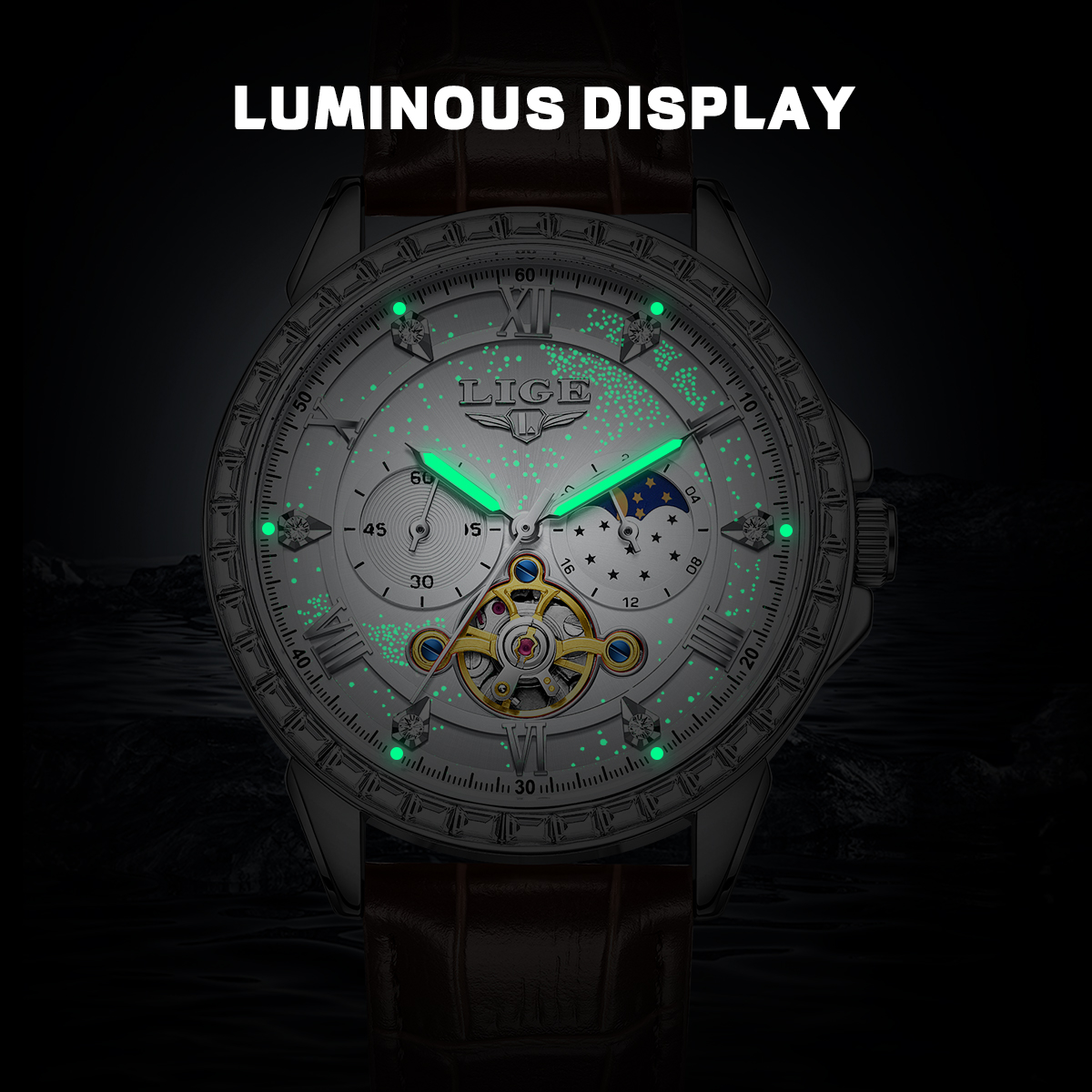 LIGE Big Diamond Dial Moon Pha - огляд і ціна Luxury Watch Zone